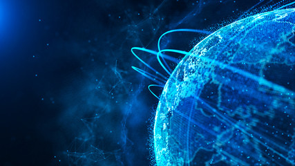 Global network connection. World map point. Representing the global. Network connection. 3D...