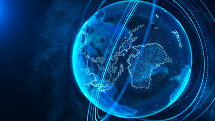 Global network connection. World map point. Representing the global. Network connection. 3D...