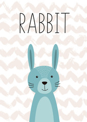 Cute rabbit. Vector. Poster, card for kids