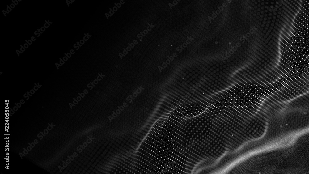 Fototapete Data technology background. Abstract background. Connecting dots and lines on dark background. 3D rendering. 4k.