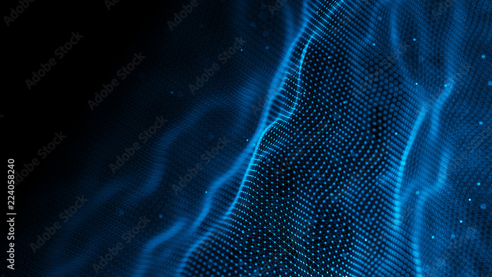 Fototapete Data technology background. Abstract background. Connecting dots and lines on dark background. 3D rendering. 4k.
