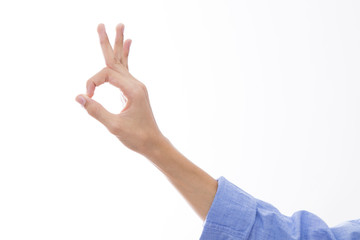 isolated hand with positive sign and approval