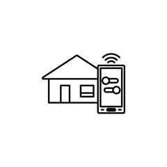 Smart home control mobile phone icon. Element of future technology icon for mobile concept and web apps. Thin line Smart home control mobile phone icon can be used for web