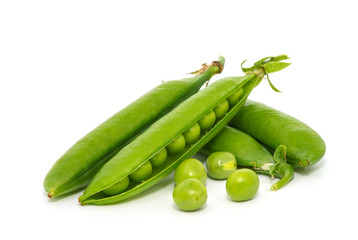 fresh green peas isolated on a white background