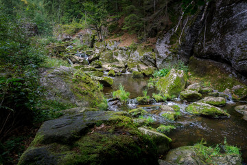 Steinklamm 2018-6   Wasserfall und Bachlauf in der Steinklamm bei Spiegelau im bayerischen Wald.