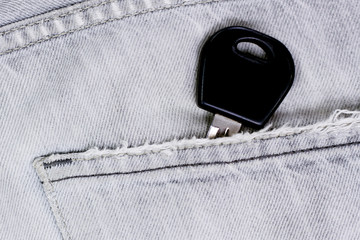 Closeup to jeans pocket with car key