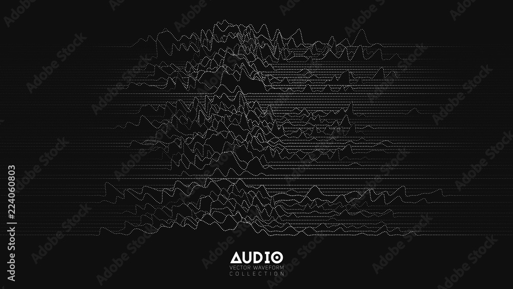 Poster vector 3d echo audio wavefrom spectrum. abstract music waves oscillation graph. futuristic sound wav