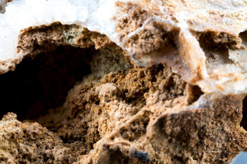 Marble stone texture macro close up background, crystals and minerals, rock texture