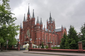 Obraz premium Gothic cathedral of the Immaculate Conception of the Holy Virgin Mary, Moscow, Russia