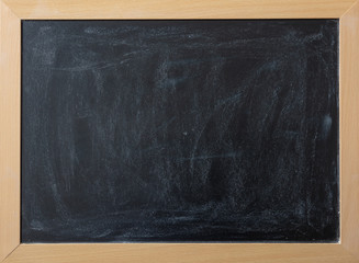Blank blackboard with wooden frame, copy space