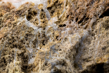 Marble stone texture macro close up background, crystals and minerals, rock texture