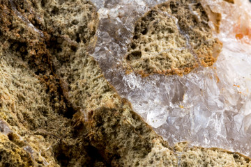 Marble stone texture macro close up background, crystals and minerals, rock texture