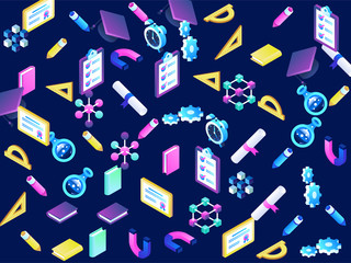 Education icons vector bright background