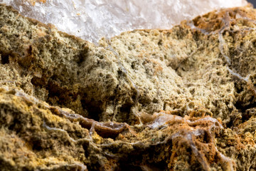 Marble stone texture macro close up background, crystals and minerals, rock texture