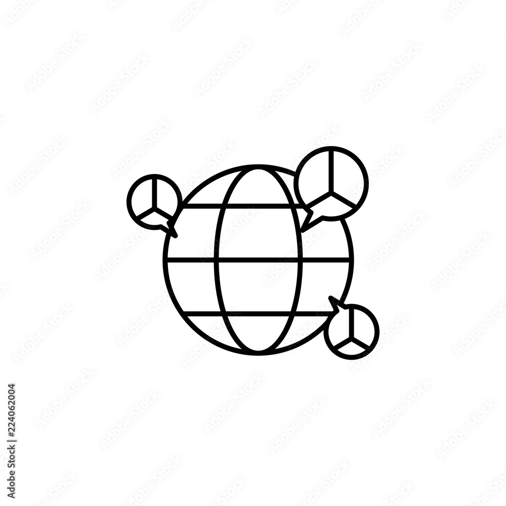 Poster peace sign on globe icon. element of peace icon for mobile concept and web apps. thin line peace sig