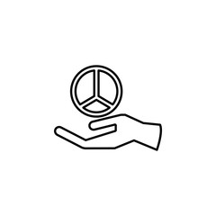 hand and peace sign icon. Element of peace icon for mobile concept and web apps. Thin line hand and peace sign icon can be used for web and mobile