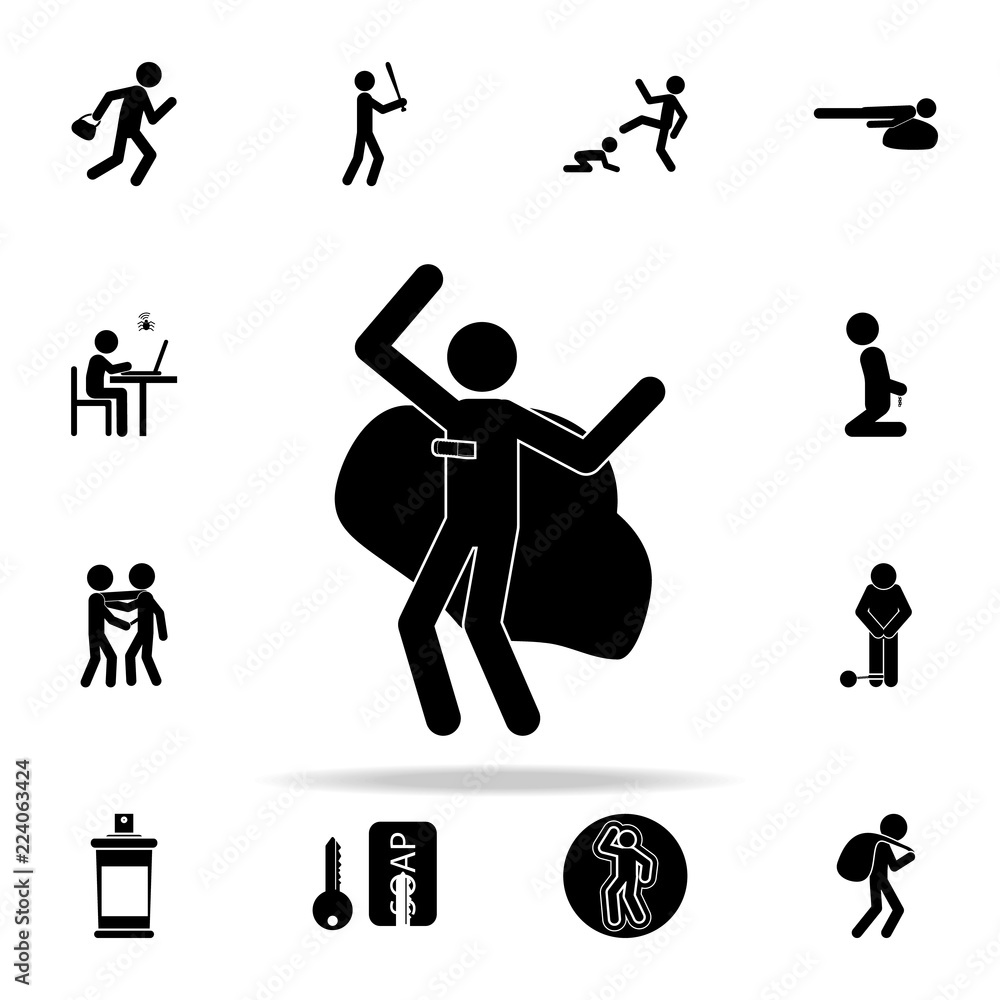 Poster man with a knife in the heart icon. crime icons universal set for web and mobile