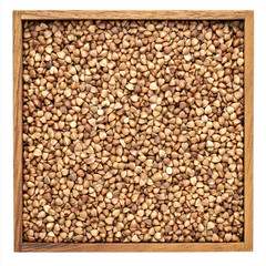 buckwheat kasha in wooden box