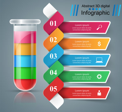 Test tube. Experiments. Business infographics Vector eps 10