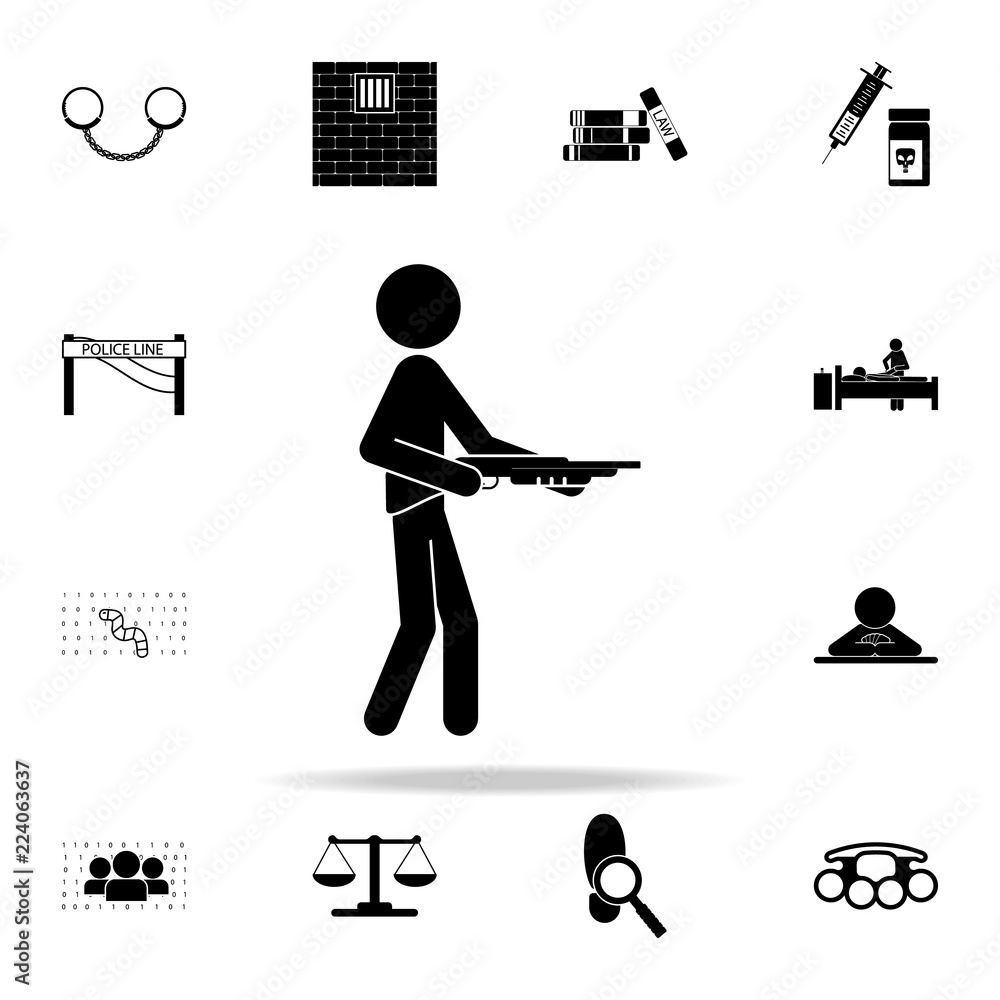 Poster man with a shotgun icon. crime icons universal set for web and mobile