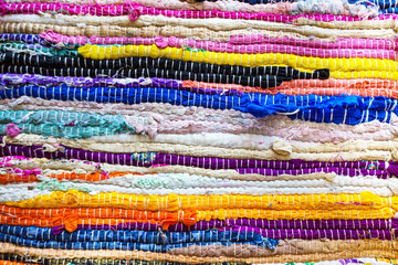 brazil textiles background of bright rugs