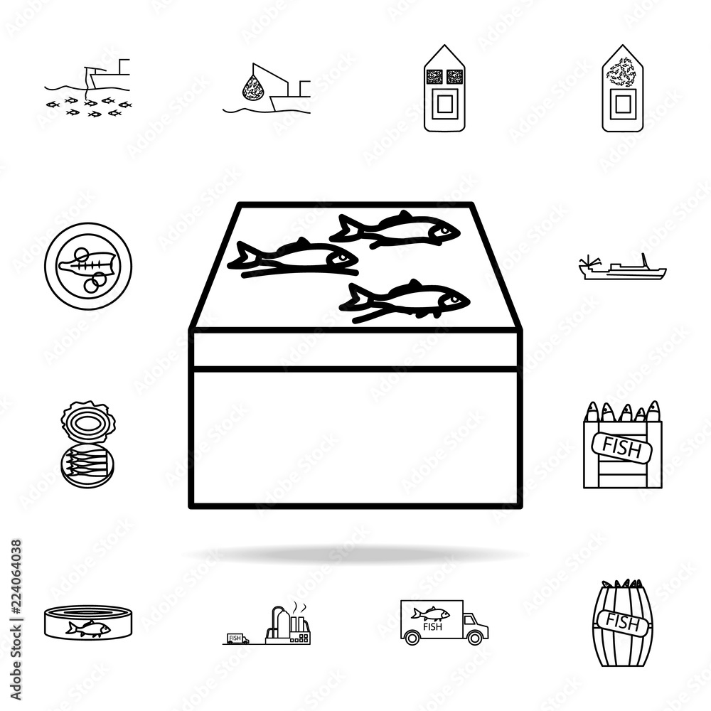 Poster fish on the counter icon. fish production icons universal set for web and mobile