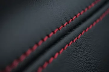 Fotobehang Detailed image of a car leather pleats stitch work. © xpabli