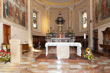 View of altar in a Christian church, in Italy