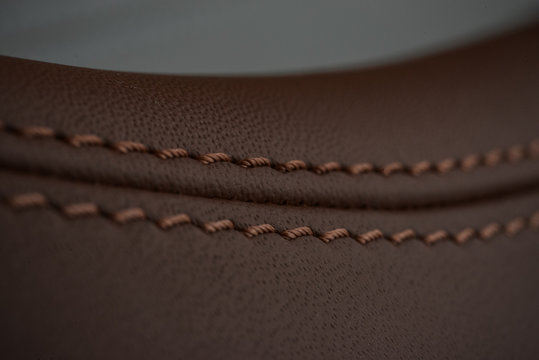 Detailed Image Of A Car Leather Pleats Stitch Work.