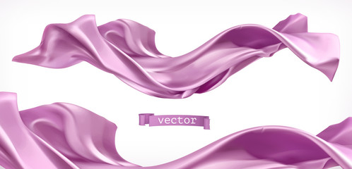 Violet curtain. Fabric 3d realistic vector