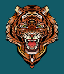 colorful image of an angry tiger.