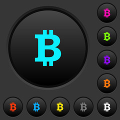Obraz premium Bitcoin sign dark push buttons with color icons