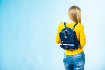 Teen girl with school backpack