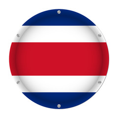 round metallic flag of Costa Rica with screws