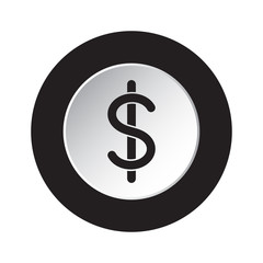 round black, white icon - dollar currency symbol