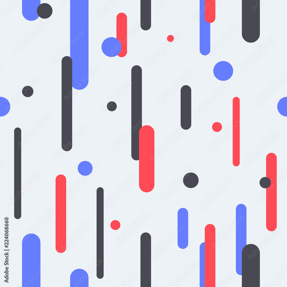 Poster vector seamless flat geometric pattern. cool colorful background template.