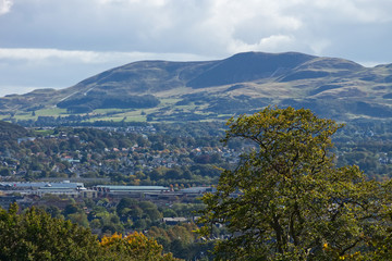 The Pentland Hills Range near Edinburgh, Scotland, United Kingdom, taken from Corstorphine Hill