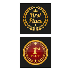 First place label in two versions.