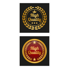 High quality labels with laurel wreath in two versions.