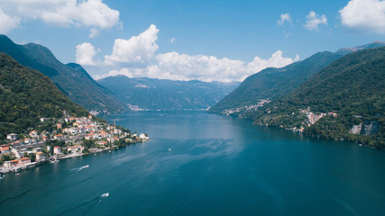 Obraz premium Como Lake Italy Drone flight summer time
