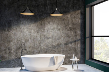 Minimalistic concrete bathroom interior side view