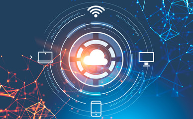 Cloud computing interface icons, network interface