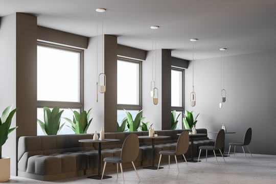 Gray loft retro cafe interior