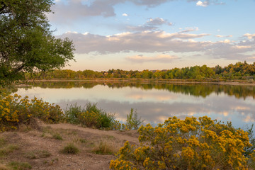 Sunset in the Wheat Ridge Green Belt, along the Clear Creek Trail, Wheat Ridge Colorado, USA.