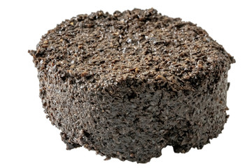 coffee grounds from the coffee machine isolated on White.