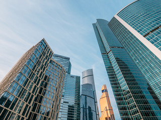Modern architecture, futuristic skyscrapers buildings in business center in Moscow city