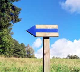 Follow the blue arrow.