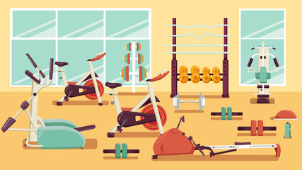 Gym Colorful Flat Illustration Vector Healthy Workout