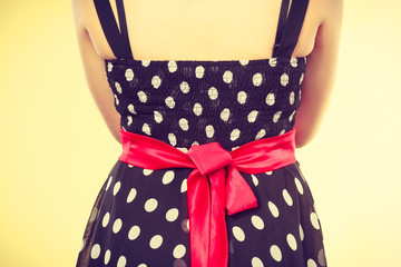 Retro dotted dress with red bow