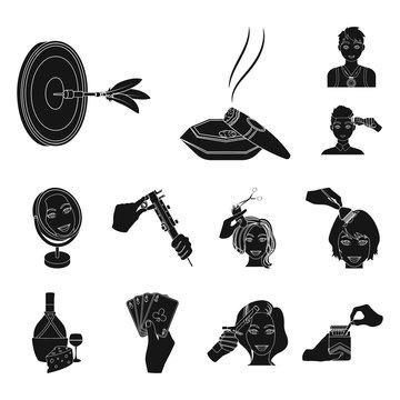 Manipulation by hands black icons in set collection for design. Hand movement vector symbol stock web illustration.